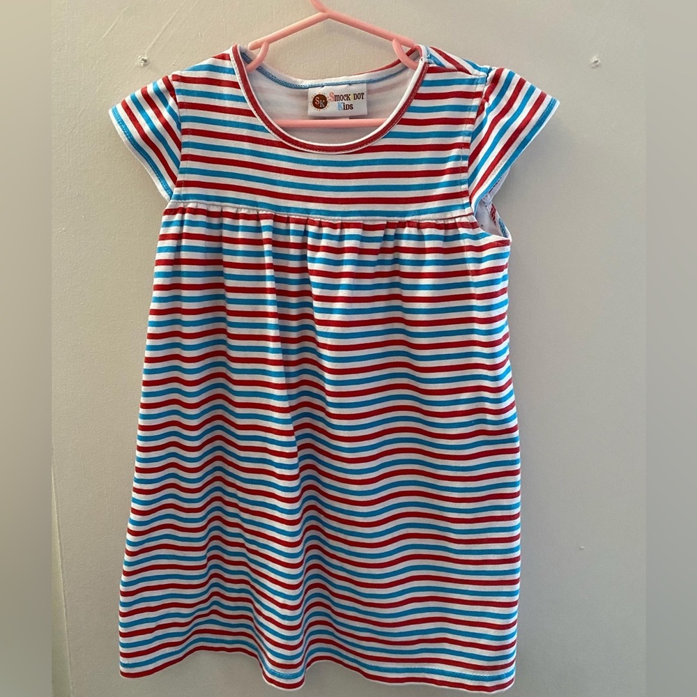 SmockaDot stripped toddler dress, size 2/3